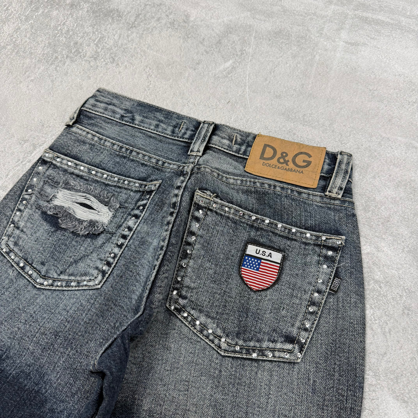 Dolce Gabana Big Print Washed Vintage Jeans | XS