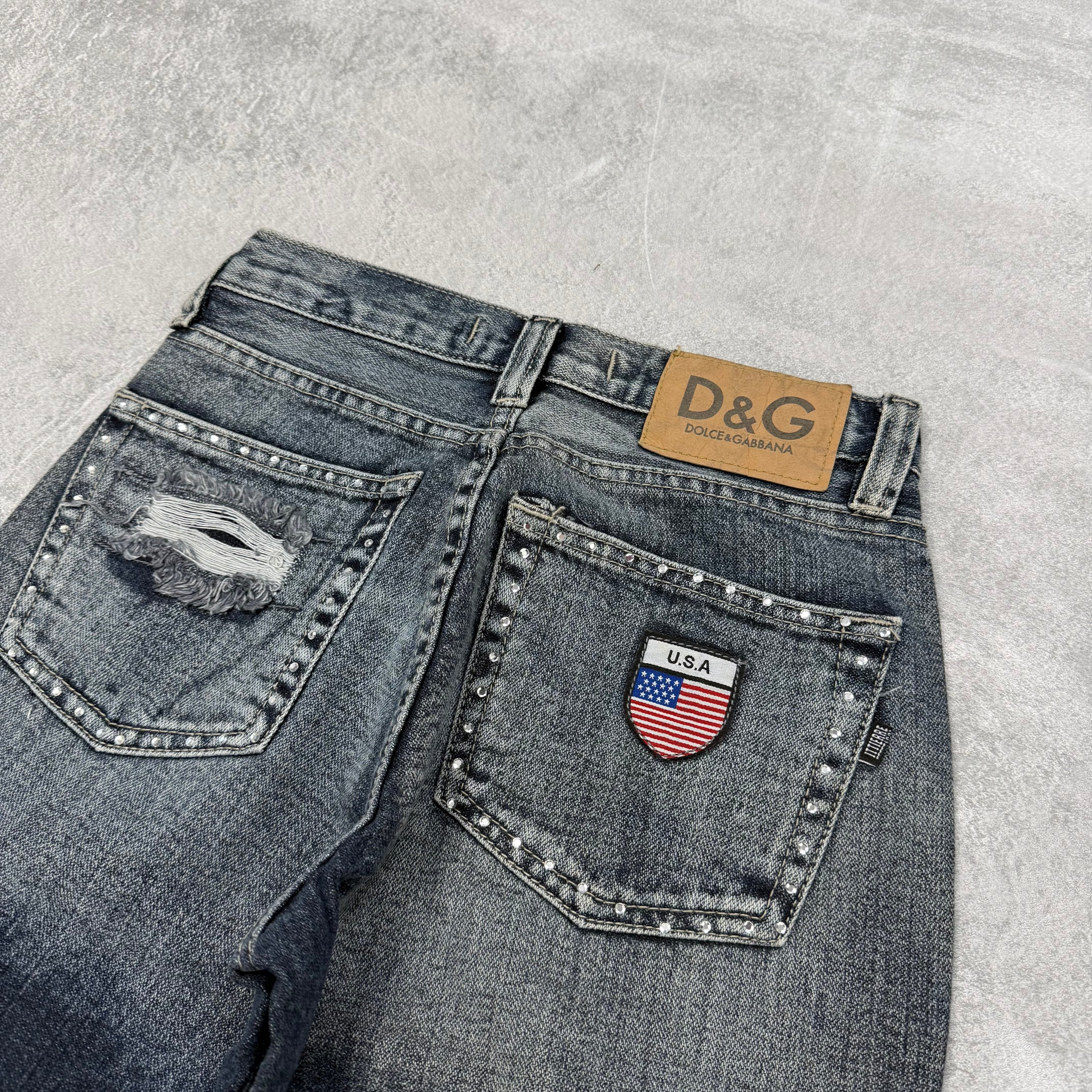Dolce Gabana Big Print Washed Vintage Jeans | XS